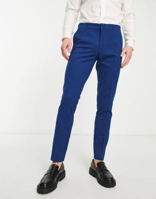 New Look skinny suit trousers in indigo - ASOS Price Checker