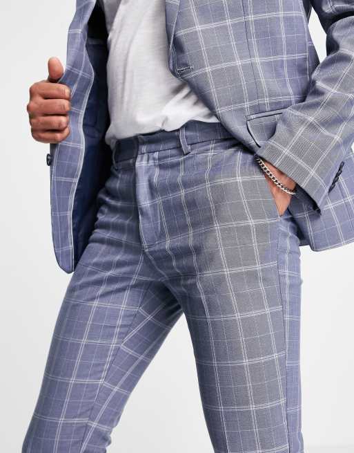 New Look – Eng geschnittene Anzughose mit blauem Karomuster, 3 von 4