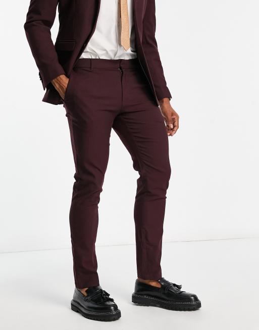 New Look – Enge Anzughose in Bordeaux