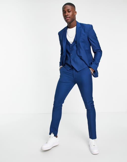 New Look – Enge Anzughose in leuchtendem Blau