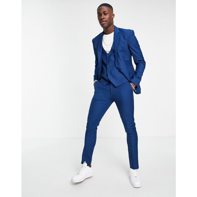 New Look – Enge Anzughose in leuchtendem Blau