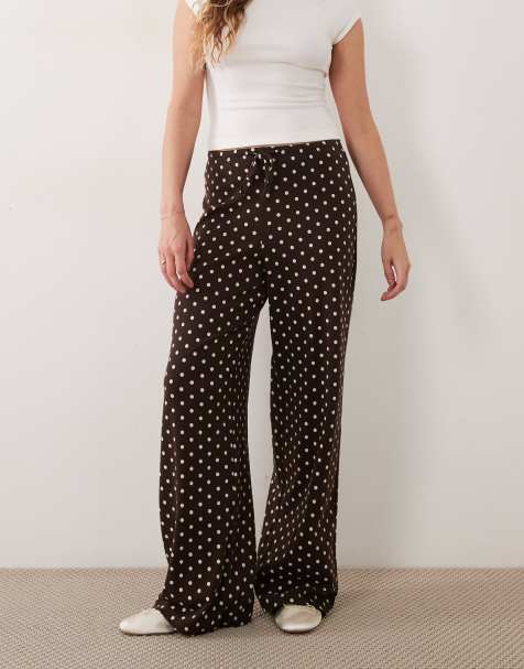 New Look ensemble 2 pièces pantalon large à pois marron - view 1