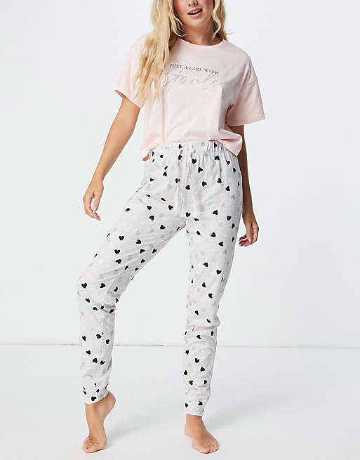 New Look - Ensemble de pyjama avec jogger et t-shirt à inscription