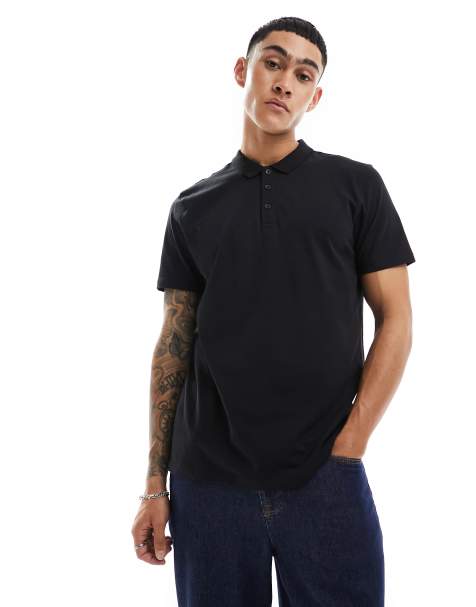 New Look - Ensfarvet sort poloskjorte i regular fit - view 1
