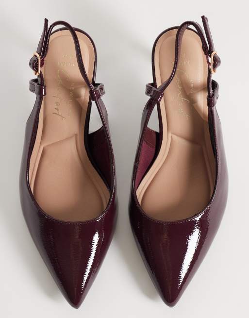New Look escarpins slingback à brides, coupe large, bordeaux, 2 de 4
