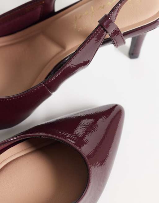 New Look escarpins slingback à brides, coupe large, bordeaux, 4 de 4