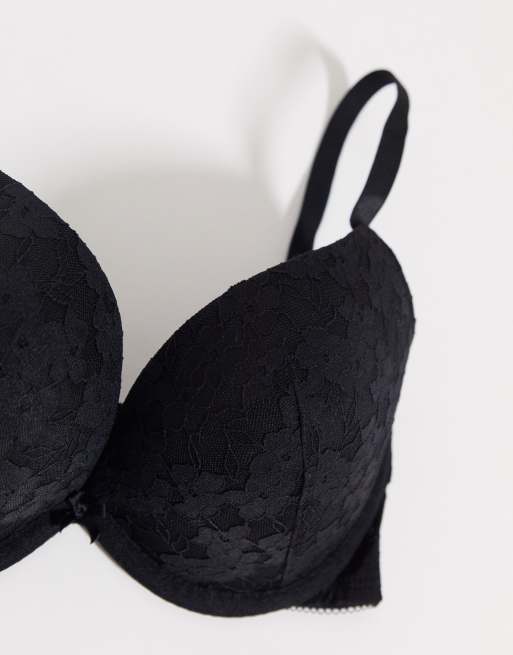 New Look essential lace push up bra in black, 3 of 4