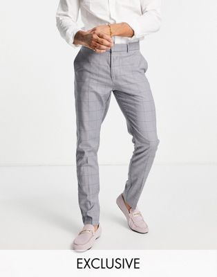 New Look exclusive skinny suit trouser in mid grey