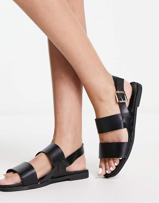 Black flat 2024 sandals wide fit