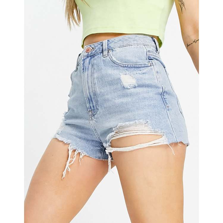 High Rise Extreme Ripped Jean Shorts