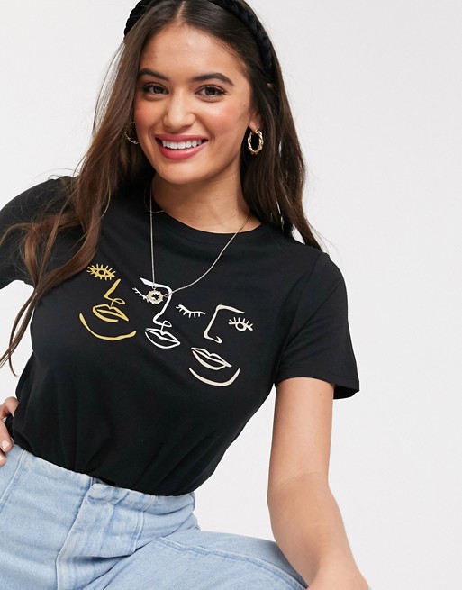 New Look faces graphic tee in black