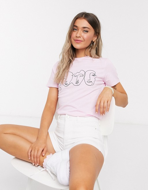 New Look faces graphic tee in pink