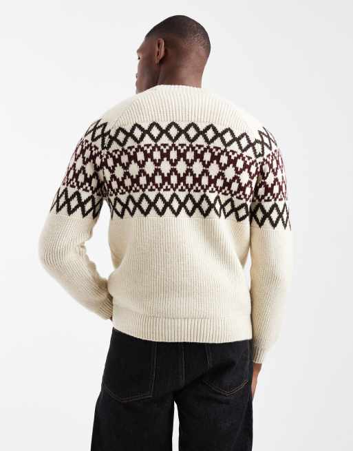 New Look fairisle knit jumper in cream, 3 of 5