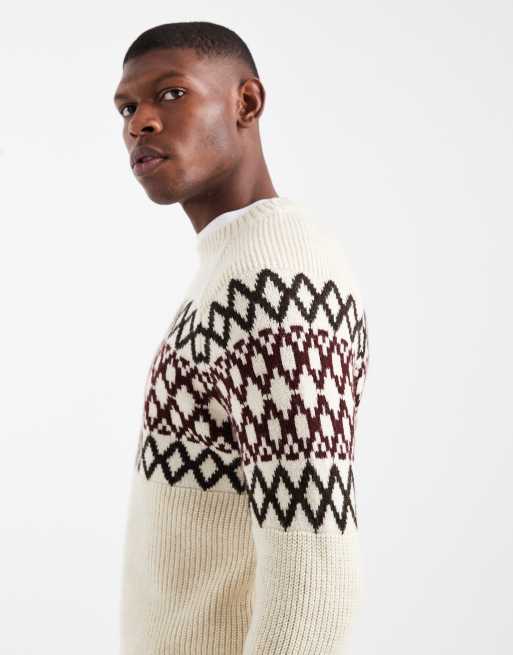 New Look fairisle knit jumper in cream, 4 of 5