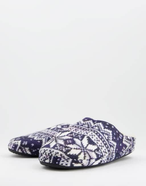 New Look fairisle slipper in blue