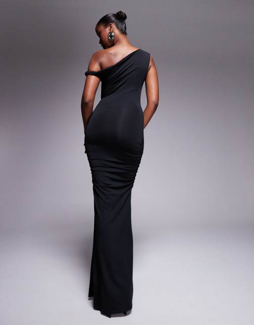 black maxi dress new look Black Crinkled Long Sleeve Midi Dress