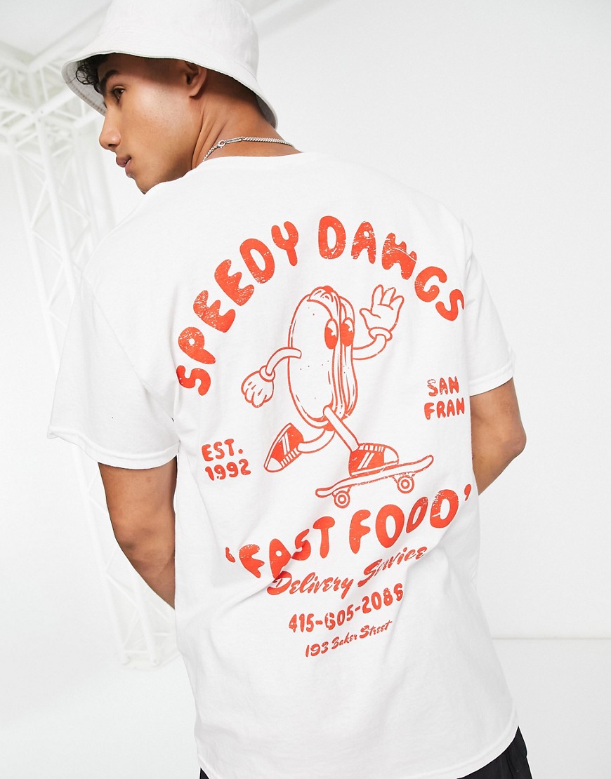 New Look fast food printed T-shirt in white