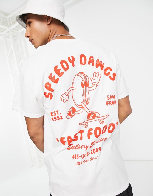 Løfte køretøj vand blomsten New Look fast food printed T-shirt in white | ASOS