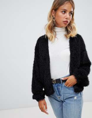 long feather cardigan