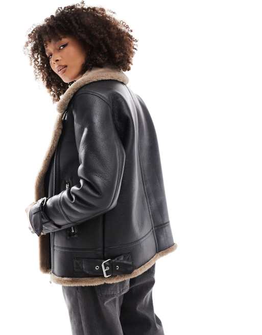 Black aviator jacket new look best sale