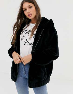 new look faux fur hoodie