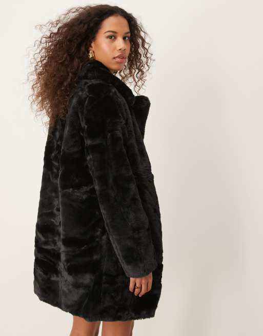 New Look faux fur coat in black ASOS