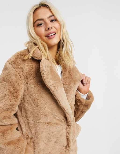 Camel faux 2025 shearling coat