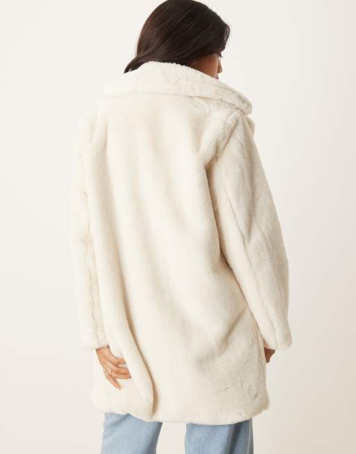 New Look faux fur coat in cream