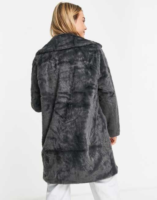 Dark Grey Faux Fur Coat