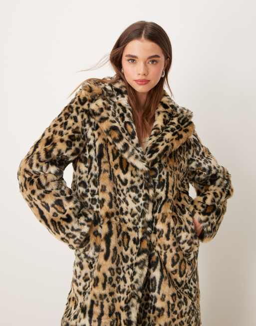 New Look faux fur coat in leopard print