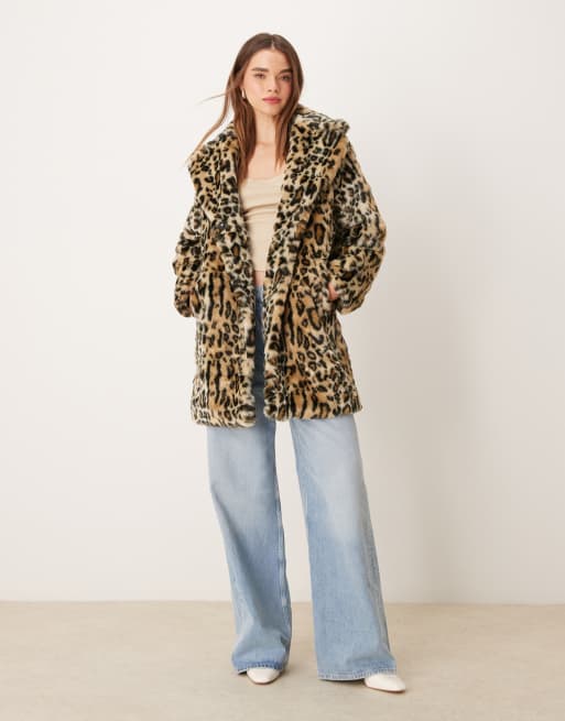 New Look faux fur coat in leopard print