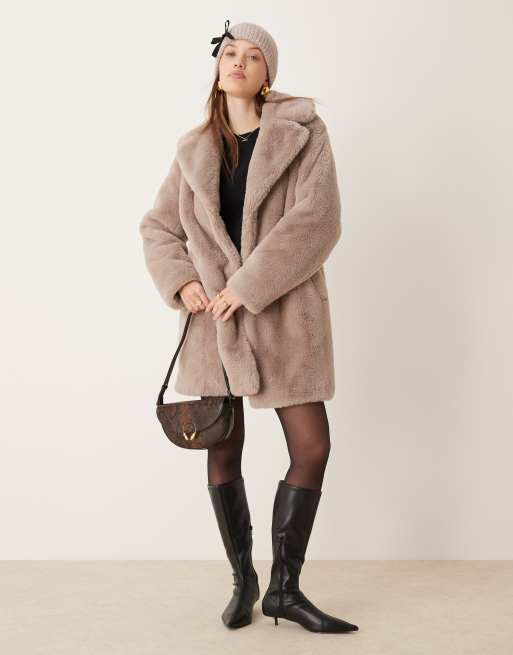 New Look faux fur coat in mink