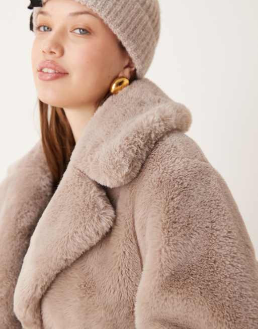 New Look faux fur coat in mink ASOS