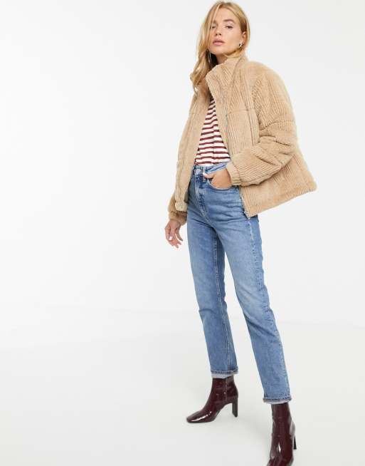 New look faux deals fur cord puffer jacket