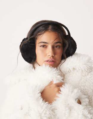 New Look New Look faux fur earmuffs in black