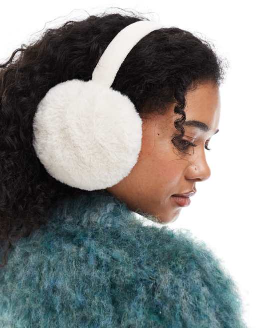 New Look faux fur earmuffs in cream, 2 of 3