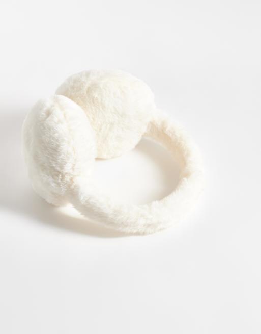 New Look faux fur earmuffs in cream, 2 of 3