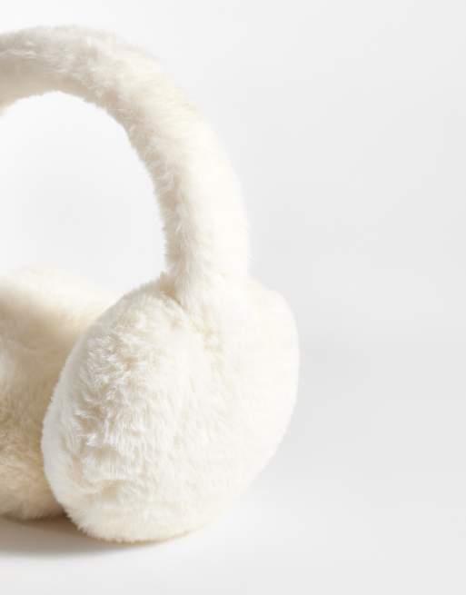 New Look faux fur earmuffs in cream, 3 of 3