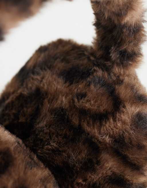 New Look faux fur earmuffs in leopard print, 2 of 3