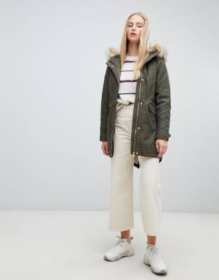 new look faux fur hood parka