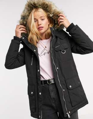new look faux fur hood parka