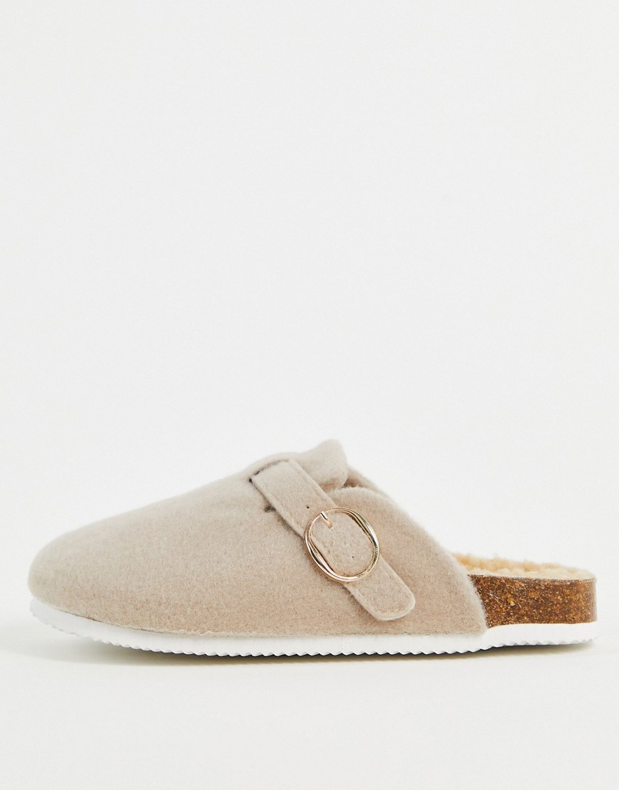 New Look Faux-fur Lined Hard Sole Slippers-neutral