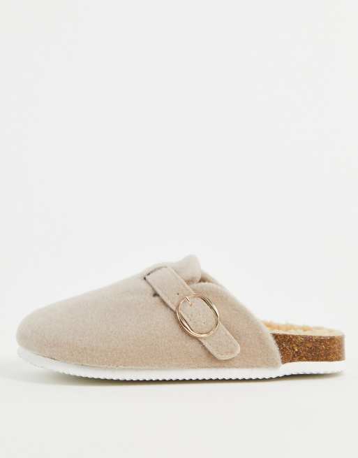 New Look faux fur lined hard sole slippers ASOS