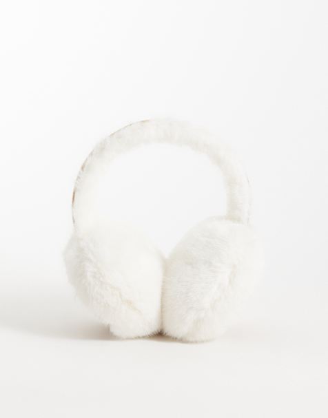 New Look faux fur shearling earmuff in camel - view 1