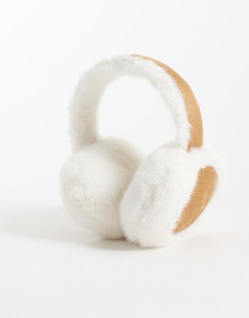 New Look faux fur shearling earmuff in camel, 3 of 3