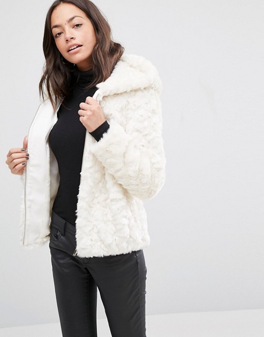 New Look Faux Fur Shearling Hooded Jacket | ASOS