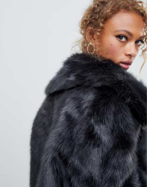 New look cheap grey fur coat