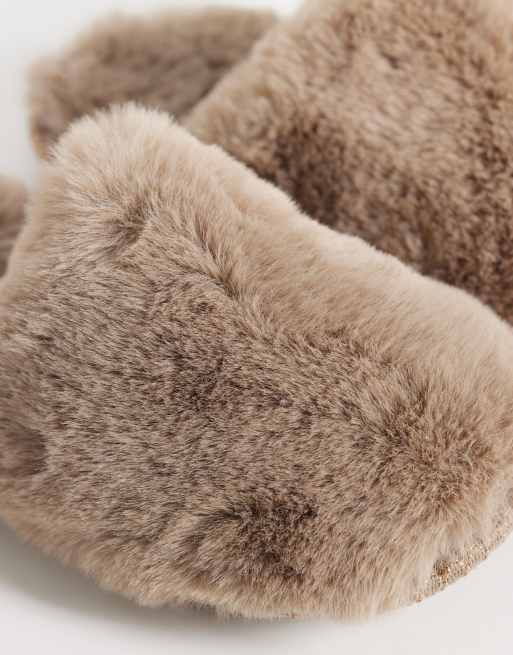 New Look faux fur slipper in mink brown, 4 of 5