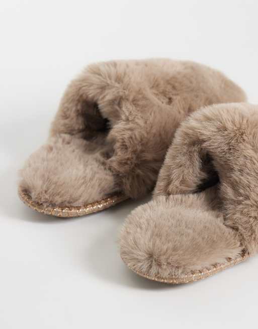 New Look faux fur slipper in mink brown, 5 of 5