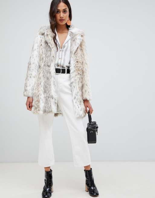 Faux fur snow hot sale leopard coat